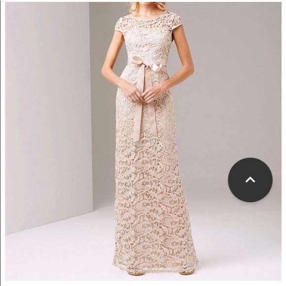 Adrianna Papell Lace with Waist Tie Long Gown - Picture 16 of 16